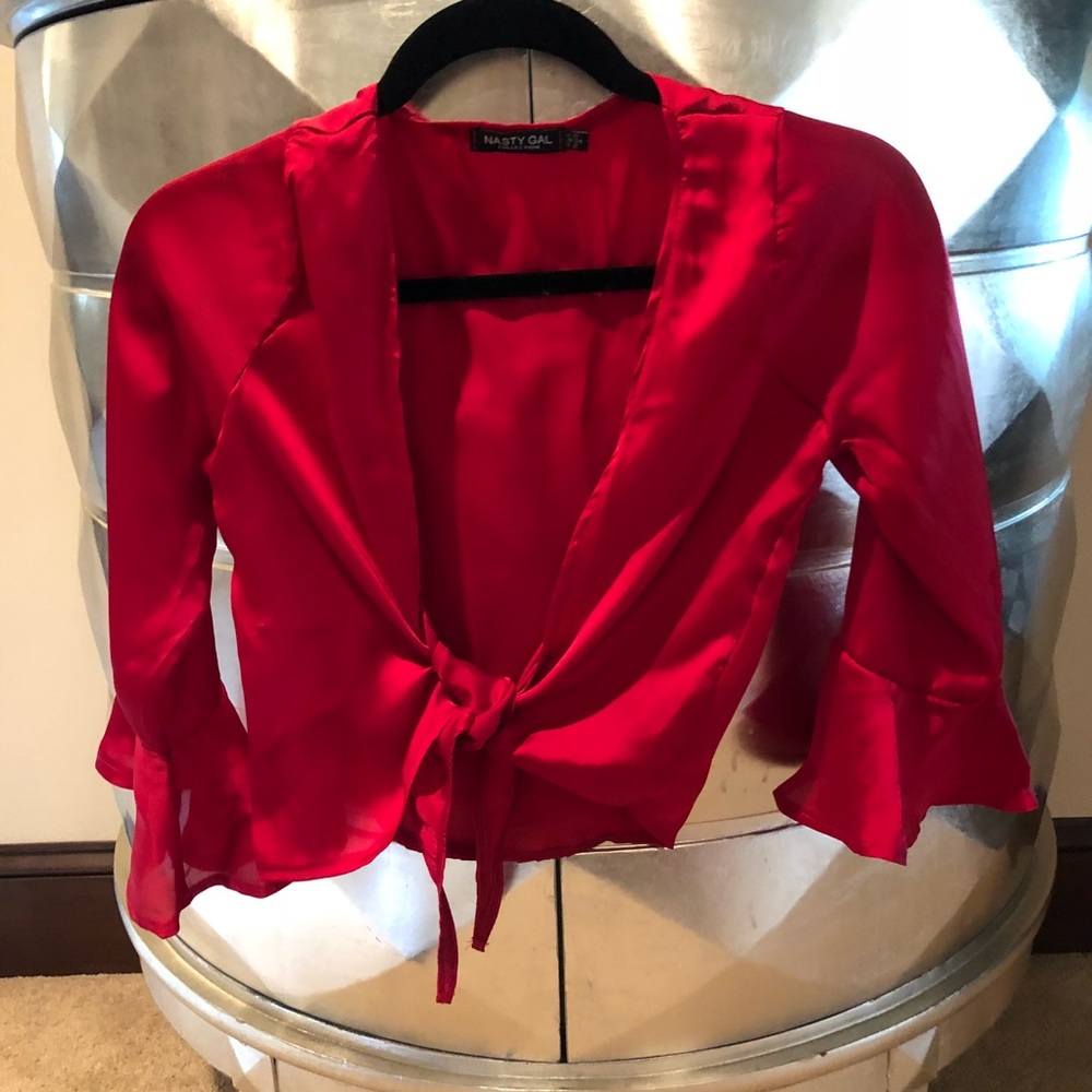 Red silk top